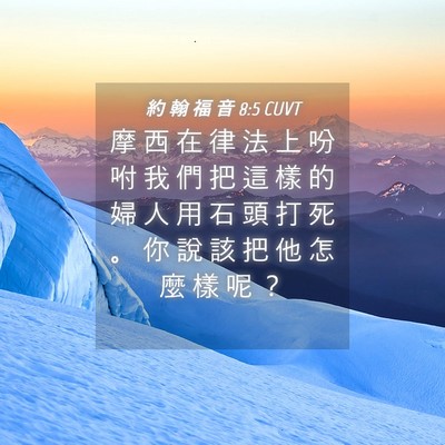 Picture 04 - 約 翰 福 音 8:5 CUVT - 摩 西 在 律 法 上 吩 咐 我 們 把 這 - Bible Verse Picture
