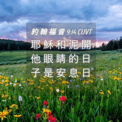 Picture 04 - 約 翰 福 音 9:14 CUVT - 耶 穌 和 泥 開 他 眼 睛 的 日 子 是 - Bible Verse Picture
