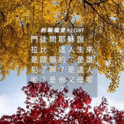 Picture 04 - 約 翰 福 音 9:2 CUVT - 門 徒 問 耶 穌 說 ： 拉 比 ， 這 人 - Bible Verse Picture