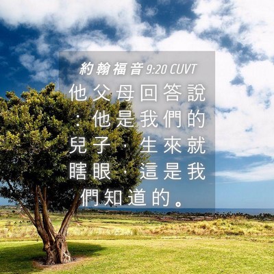 Picture 04 - 約 翰 福 音 9:20 CUVT - 他 父 母 回 答 說 ： 他 是 我 們 的 - Bible Verse Picture