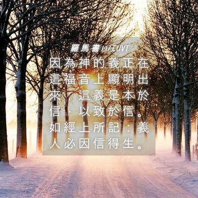 Picture 04 - 羅 馬 書 1:17 CUVT - 因 為 神 的 義 正 在 這 福 音 上 顯 - Bible Verse Picture