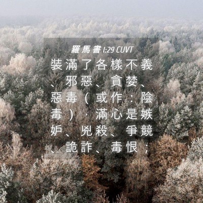 Picture 04 - 羅 馬 書 1:29 CUVT - 裝 滿 了 各 樣 不 義 、 邪 惡 、 貪 - Bible Verse Picture
