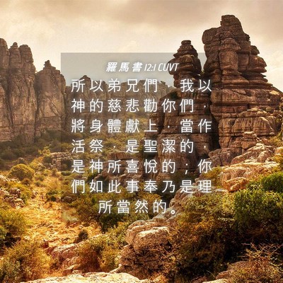 Picture 04 - 羅 馬 書 12:1 CUVT - 所 以 弟 兄 們 ， 我 以 神 的 慈 悲 - Bible Verse Picture