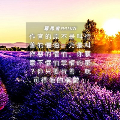 Picture 04 - 羅 馬 書 13:3 CUVT - 作 官 的 原 不 是 叫 行 善 的 懼 怕 - Bible Verse Picture