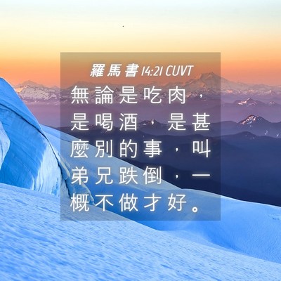 Picture 04 - 羅 馬 書 14:21 CUVT - 無 論 是 吃 肉 ， 是 喝 酒 ， 是 甚 - Bible Verse Picture