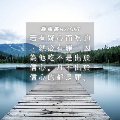 Picture 04 - 羅 馬 書 14:23 CUVT - 若 有 疑 心 而 吃 的 ， 就 必 有 罪 - Bible Verse Picture