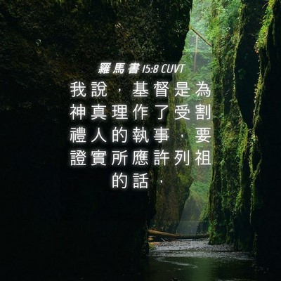 Picture 04 - 羅 馬 書 15:8 CUVT - 我 說 ， 基 督 是 為 神 真 理 作 了 - Bible Verse Picture