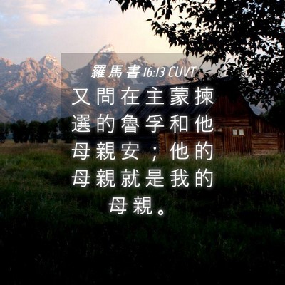 Picture 04 - 羅 馬 書 16:13 CUVT - 又 問 在 主 蒙 揀 選 的 魯 孚 和 他 - Bible Verse Picture