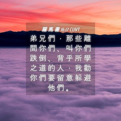 Picture 04 - 羅 馬 書 16:17 CUVT - 弟 兄 們 ， 那 些 離 間 你 們 、 叫 - Bible Verse Picture