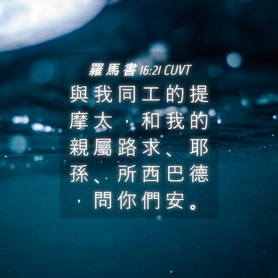 Picture 04 - 羅 馬 書 16:21 CUVT - 與 我 同 工 的 提 摩 太 ， 和 我 的 - Bible Verse Picture