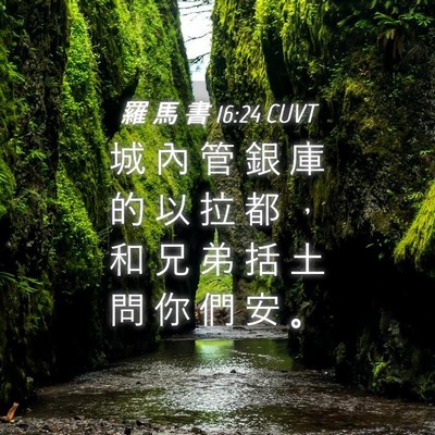 Picture 04 - 羅 馬 書 16:24 CUVT - 城 內 管 銀 庫 的 以 拉 都 ， 和 兄 - Bible Verse Picture