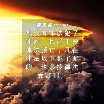 Picture 04 - 羅 馬 書 2:12 CUVT - 凡 沒 有 律 法 犯 了 罪 的 ， 也 必 - Bible Verse Picture