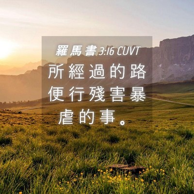 Picture 04 - 羅 馬 書 3:16 CUVT - 所 經 過 的 路 便 行 殘 害 暴 虐 的 - Bible Verse Picture