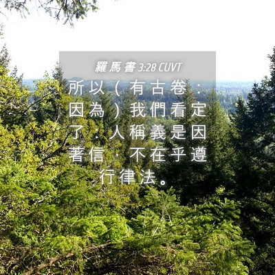Picture 04 - 羅 馬 書 3:28 CUVT - 所 以 （ 有 古 卷 ： 因 為 ） 我 們 - Bible Verse Picture