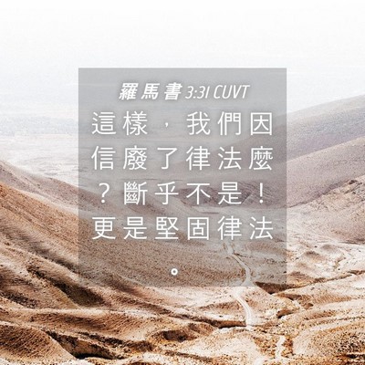 Picture 04 - 羅 馬 書 3:31 CUVT - 這 樣 ， 我 們 因 信 廢 了 律 法 麼 - Bible Verse Picture