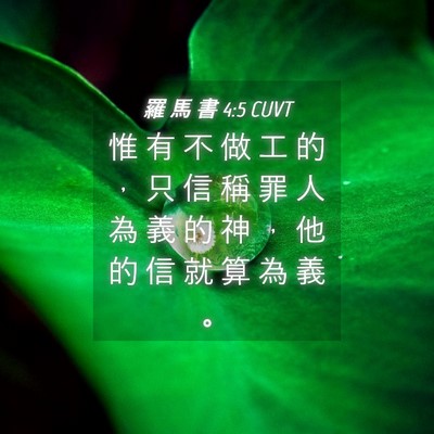 Picture 04 - 羅 馬 書 4:5 CUVT - 惟 有 不 做 工 的 ， 只 信 稱 罪 人 - Bible Verse Picture