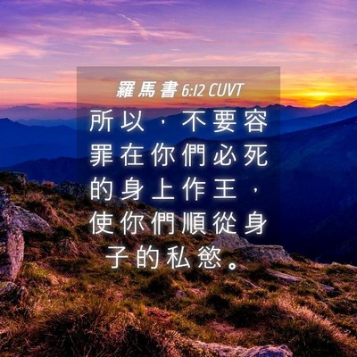 Picture 04 - 羅 馬 書 6:12 CUVT - 所 以 ， 不 要 容 罪 在 你 們 必 死 - Bible Verse Picture