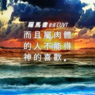 Picture 04 - 羅 馬 書 8:8 CUVT - 而 且 屬 肉 體 的 人 不 能 得 神 的 - Bible Verse Picture