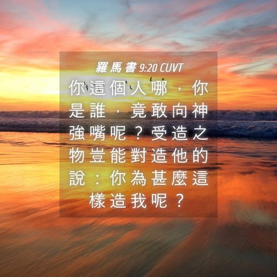 Picture 04 - 羅 馬 書 9:20 CUVT - 你 這 個 人 哪 ， 你 是 誰 ， 竟 敢 - Bible Verse Picture