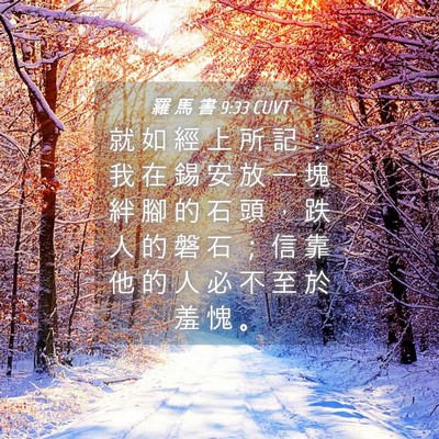 Picture 04 - 羅 馬 書 9:33 CUVT - 就 如 經 上 所 記 ： 我 在 錫 安 放 - Bible Verse Picture