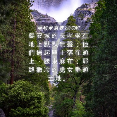 Picture 04 - 耶 利 米 哀 歌 2:10 CUVT - 錫 安 城 的 長 老 坐 在 地 上 默 默 - Bible Verse Picture
