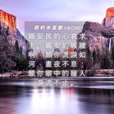 Picture 04 - 耶 利 米 哀 歌 2:18 CUVT - 錫 安 民 的 心 哀 求 主 。 錫 安 的 - Bible Verse Picture