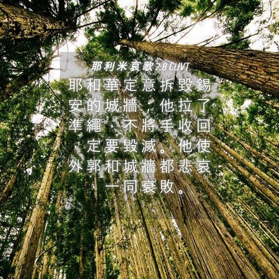 Picture 04 - 耶 利 米 哀 歌 2:8 CUVT - 耶 和 華 定 意 拆 毀 錫 安 的 城 牆 - Bible Verse Picture