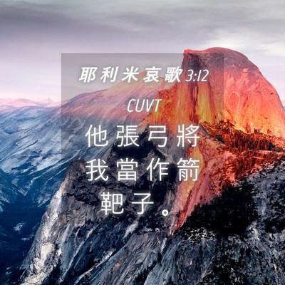 Picture 04 - 耶 利 米 哀 歌 3:12 CUVT - 他 張 弓 將 我 當 作 箭 靶 子 - Bible Verse Picture