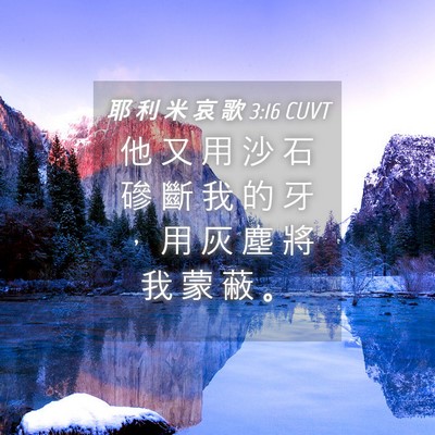 Picture 04 - 耶 利 米 哀 歌 3:16 CUVT - 他 又 用 沙 石 磣 斷 我 的 牙 ， 用 - Bible Verse Picture