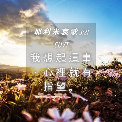 Picture 04 - 耶 利 米 哀 歌 3:21 CUVT - 我 想 起 這 事 ， 心 裡 就 有 指 望 - Bible Verse Picture
