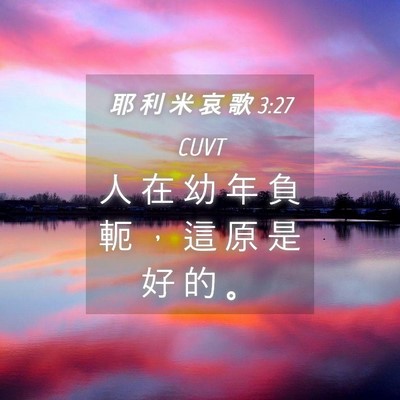 Picture 04 - 耶 利 米 哀 歌 3:27 CUVT - 人 在 幼 年 負 軛 ， 這 原 是 好 的 - Bible Verse Picture
