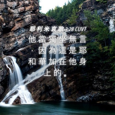 Picture 04 - 耶 利 米 哀 歌 3:28 CUVT - 他 當 獨 坐 無 言 ， 因 為 這 是 耶 - Bible Verse Picture