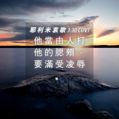 Picture 04 - 耶 利 米 哀 歌 3:30 CUVT - 他 當 由 人 打 他 的 腮 頰 ， 要 滿 - Bible Verse Picture