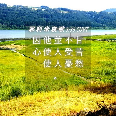 Picture 04 - 耶 利 米 哀 歌 3:33 CUVT - 因 他 並 不 甘 心 使 人 受 苦 ， 使 - Bible Verse Picture