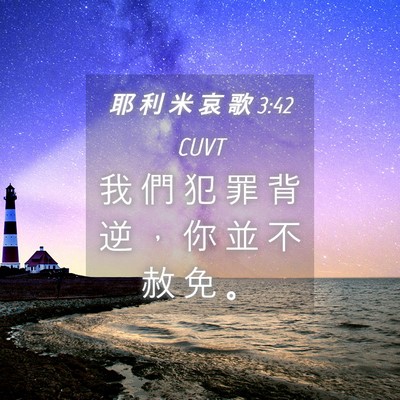 Picture 04 - 耶 利 米 哀 歌 3:42 CUVT - 我 們 犯 罪 背 逆 ， 你 並 不 赦 免 - Bible Verse Picture