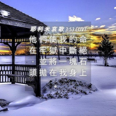 Picture 04 - 耶 利 米 哀 歌 3:53 CUVT - 他 們 使 我 的 命 在 牢 獄 中 斷 絕 - Bible Verse Picture