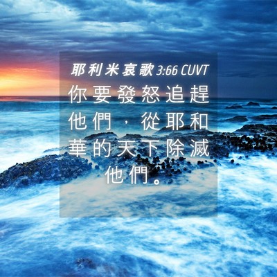 Picture 04 - 耶 利 米 哀 歌 3:66 CUVT - 你 要 發 怒 追 趕 他 們 ， 從 耶 和 - Bible Verse Picture