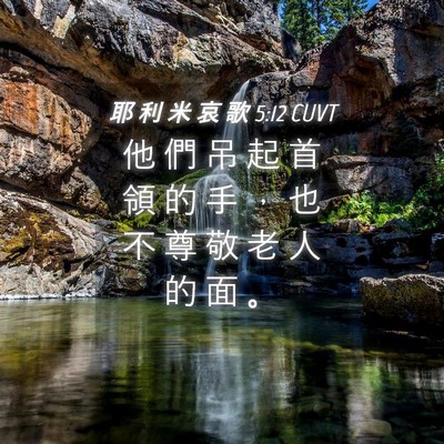 Picture 04 - 耶 利 米 哀 歌 5:12 CUVT - 他 們 吊 起 首 領 的 手 ， 也 不 尊 - Bible Verse Picture