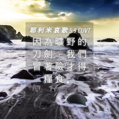 Picture 04 - 耶 利 米 哀 歌 5:9 CUVT - 因 為 曠 野 的 刀 劍 ， 我 們 冒 著 - Bible Verse Picture