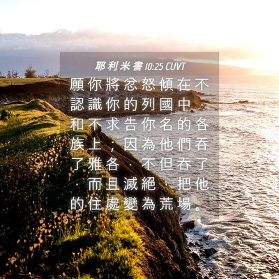 Picture 04 - 耶 利 米 書 10:25 CUVT - 願 你 將 忿 怒 傾 在 不 認 識 你 的 - Bible Verse Picture