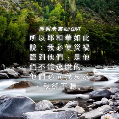 Picture 04 - 耶 利 米 書 11:11 CUVT - 所 以 耶 和 華 如 此 說 ： 我 必 使 - Bible Verse Picture