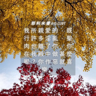 Picture 04 - 耶 利 米 書 11:15 CUVT - 我 所 親 愛 的 ， 既 行 許 多 淫 亂 - Bible Verse Picture