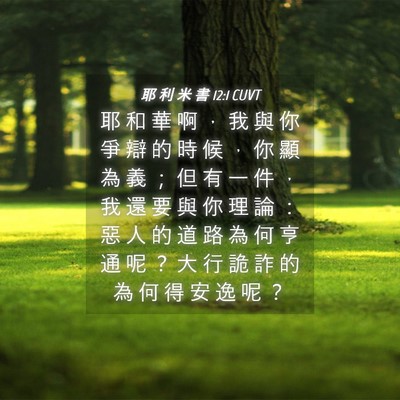 Picture 04 - 耶 利 米 書 12:1 CUVT - 耶 和 華 啊 ， 我 與 你 爭 辯 的 時 - Bible Verse Picture
