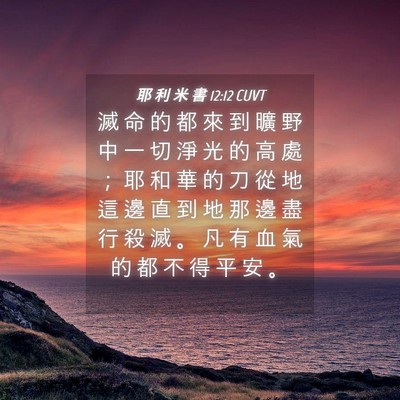 Picture 04 - 耶 利 米 書 12:12 CUVT - 滅 命 的 都 來 到 曠 野 中 一 切 淨 - Bible Verse Picture