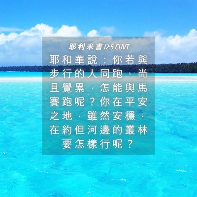 Picture 04 - 耶 利 米 書 12:5 CUVT - 耶 和 華 說 ： 你 若 與 步 行 的 人 - Bible Verse Picture