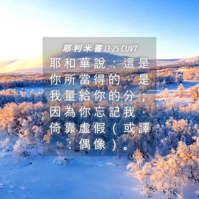 Picture 04 - 耶 利 米 書 13:25 CUVT - 耶 和 華 說 ： 這 是 你 所 當 得 的 - Bible Verse Picture