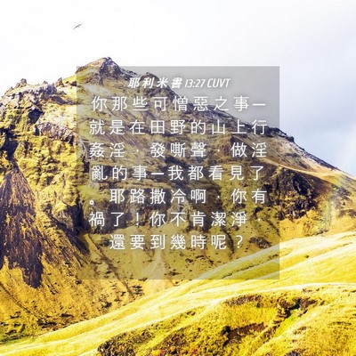 Picture 04 - 耶 利 米 書 13:27 CUVT - 你 那 些 可 憎 惡 之 事 ─ 就 是 在 - Bible Verse Picture