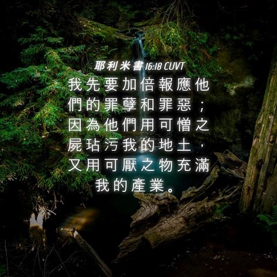 Picture 04 - 耶 利 米 書 16:18 CUVT - 我 先 要 加 倍 報 應 他 們 的 罪 孽 - Bible Verse Picture