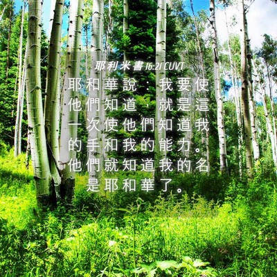 Picture 04 - 耶 利 米 書 16:21 CUVT - 耶 和 華 說 ： 我 要 使 他 們 知 道 - Bible Verse Picture