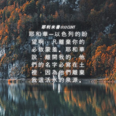 Picture 04 - 耶 利 米 書 17:13 CUVT - 耶 和 華 ─ 以 色 列 的 盼 望 啊 ， - Bible Verse Picture